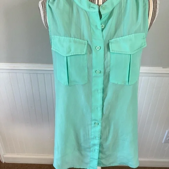 J Crew Button Up Sleeveless Top Blouse Size 4 - Picture 2 of 5
